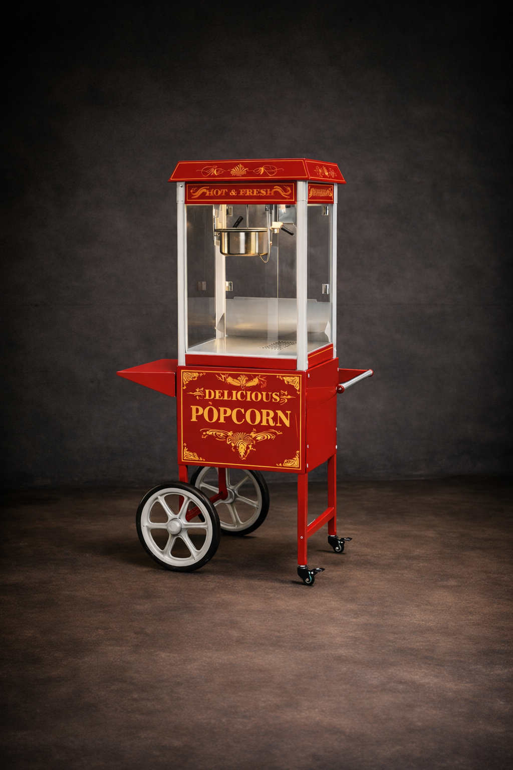 Popcorn-maskine på vogn